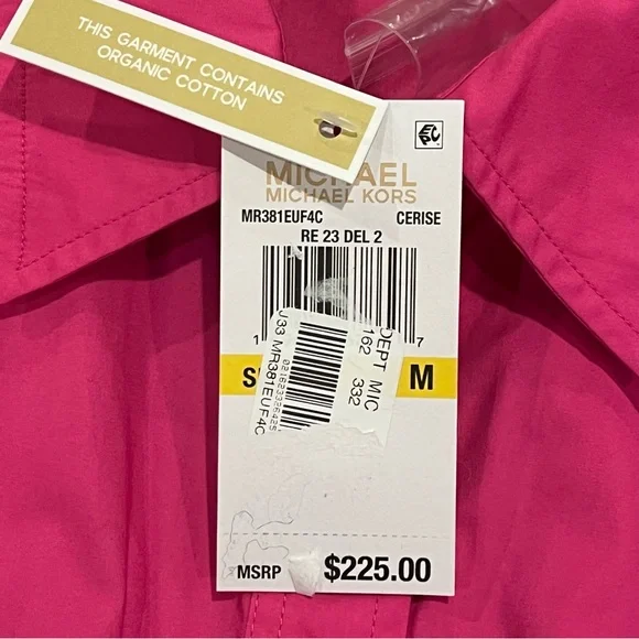 NEW $225 MICHAEL MICHAEL KORS Pleated Cap Sleeve Mini Dress Pink Medium Shirt - Picture 10 of 16
